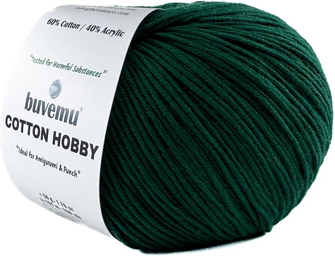 Cotton Hobby Yarn for Amigurumi Crochet & Knitting | 1.76 oz / 180 yds by buvemu