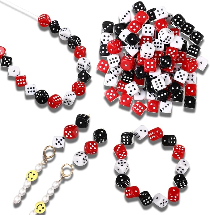 Ferreve 90 Piece Acrylic Dice Beads 10mm Dice Beads Bulk, Casino Games Birthday - Image 2