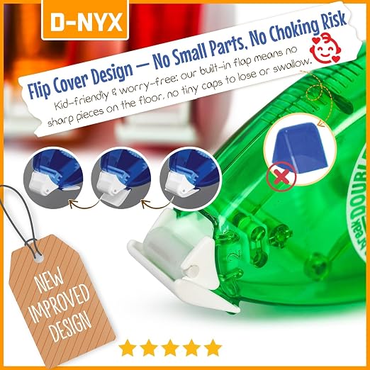 D-NYX 6 Pack Double Sided Tape Roller, Scrapbook Supplies, Double-Sided - Image 2