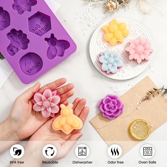 SJ Silicone Soap Molds 2 Packs, 3D Flower Silicone Molds - Image 5