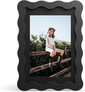 4x6 Picture Frame with Mat for 3.5x5, Wavy Edge Wooden Real Glass Photo Frame by THKRLOF