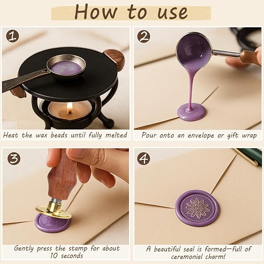 Vintage Wax Seal Stamp Set – 20-Piece Classic Seal Heads - Image 5