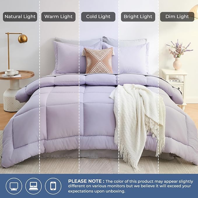 Sasttie Twin Comforter Set, 5 Pieces Reversible Bed in a Bag Twin, Complete - Image 8