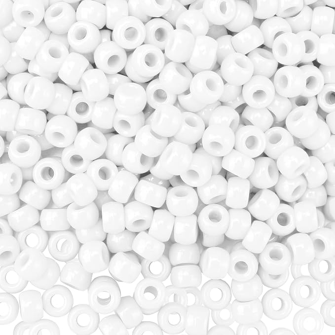 QPIXVB 1100PCS White Pony Beads, Friendship Bracelet Beads Kit, Bead by QPIXVB