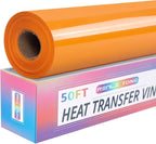 RENLITONG Yellow Orange Iron on Vinyl 12Inch by 50ft Roll Heat Transfer Vinyl by RENLITONG