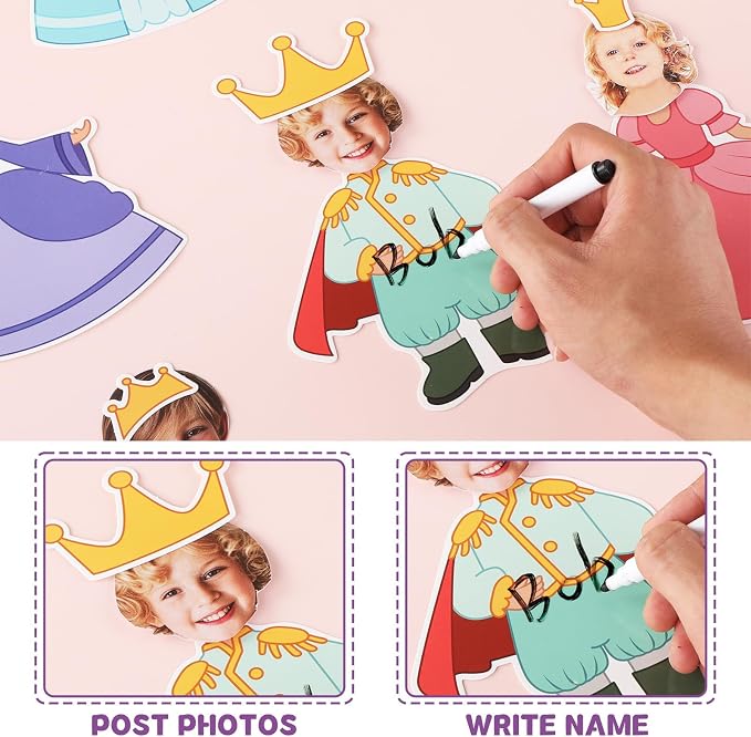48Pcs Princess and Prince Crown Cutouts Bulletin Board Decorations Gold Crowns - Image 4