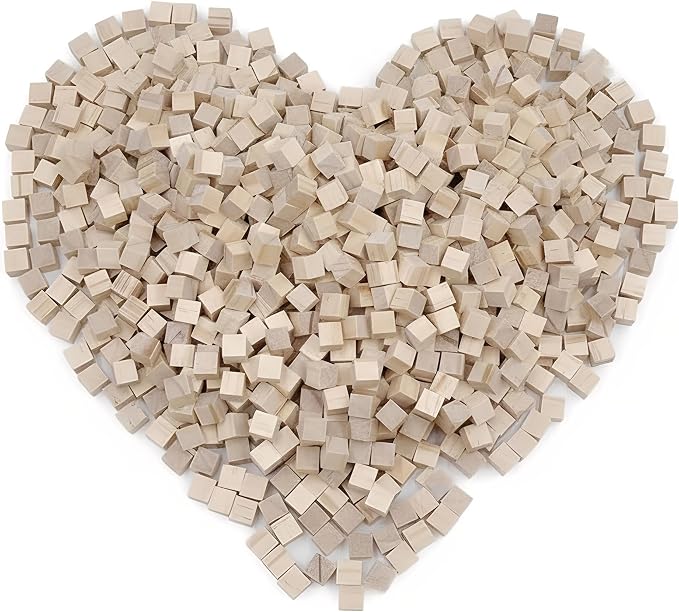 1000Pcs Wooden Blocks for Crafts, Unfinished Wood Cubes, 1cm Natural Pine Small by SIWUCHYE