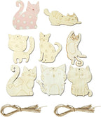 40 pcs Mixed Styles Lovely Cat Theme Unfinished Wood Cutout Charms Kitten Pet - Image 8