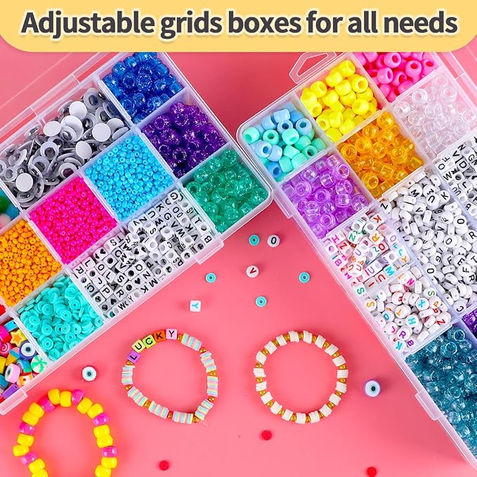 IOOLEEM 18 Grids Adjustable Dividers Plastic Bead Organizer Box, Organizer - Image 3