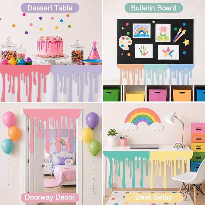 8 PCS Art Themed Party Table Skirt Back to School Felt Table Skirts Pastel Felt - Image 6