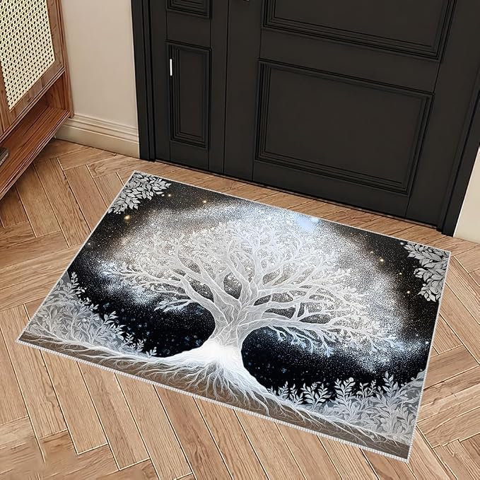 Tree of Life Faux Cashmere Non-Slip Rug, 15.7 x 23.6 Inches, Bathroom Dry Area - Image 3