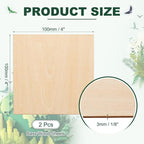 HARFINGTON 2pcs 3mm Basswood Plywood Sheets 4" x 4" x 1/8" Thin Unfinished - Image 2