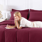 CozyLux Full Size Comforter Sets Burgundy, 7 Pieces Bed in a Bag, All Season - Image 8