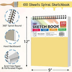 WINNER 9" x 12" Sketch Book 4 Pack, 400 Sheets Spiral Bound Art Sketchbook - Image 2