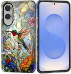 for Samsung Galaxy S25 Edge Case, Hummingbird Wildflower Stained Glass Pattern by Teonvpu