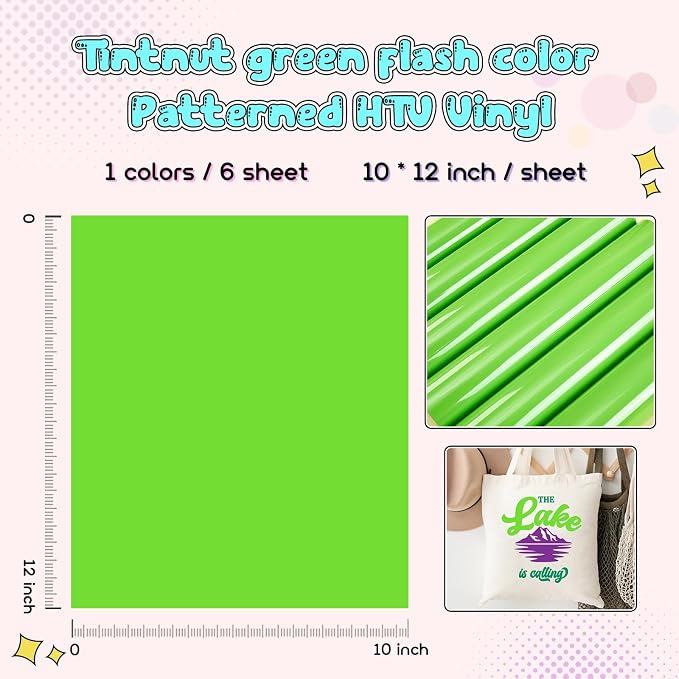 Tintnut Green Flash Color Heat Transfer Vinyl, easy cut & weed, stretch washable - Image 2