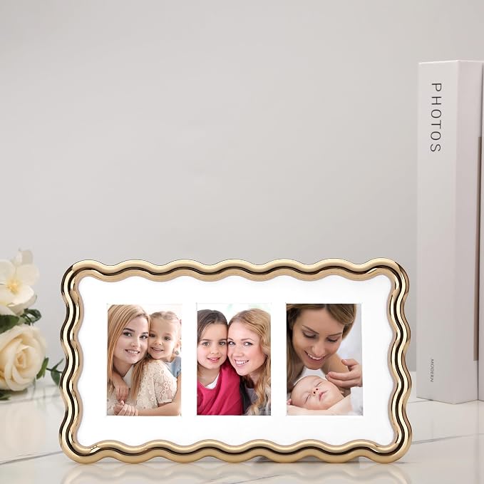3-2x3'' Gold Heavy-Duty Zinc Alloy Picture Frames, Wave Design Gold plated - Image 2