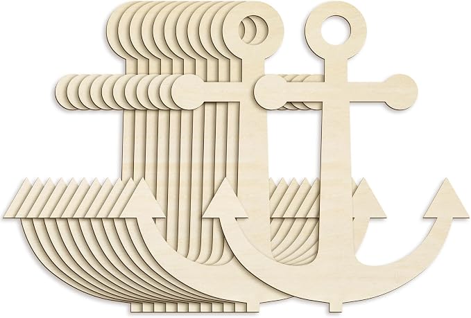 Anglechic 12 Pack 12 Inch Blank Anchor Cutout Unfinished Wood Anchor Slices by Anglechic