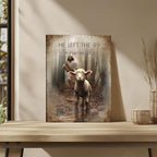 Framed Jesus Saves the Lost Lambs Canvas Wall Art Jesus Leaves 99 Sheep Picture - Image 2