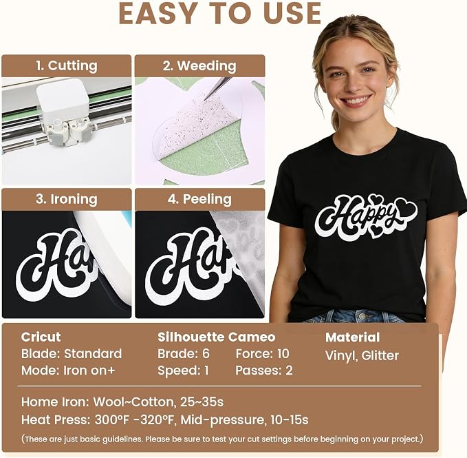 White Glitter HTV Heat Transfer Vinyl - Image 2