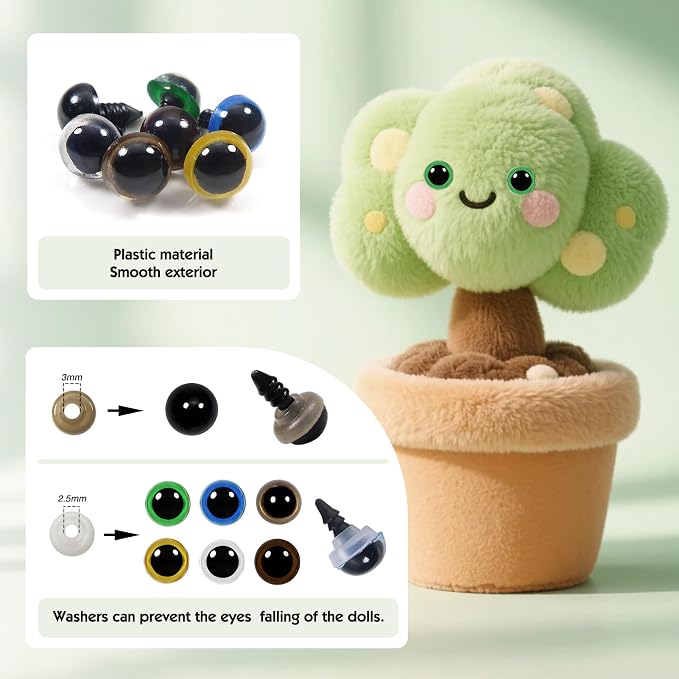 TOAOB 140pcs 10mm Colorful Plastic Safety Eyes Craft Eyes - Image 3