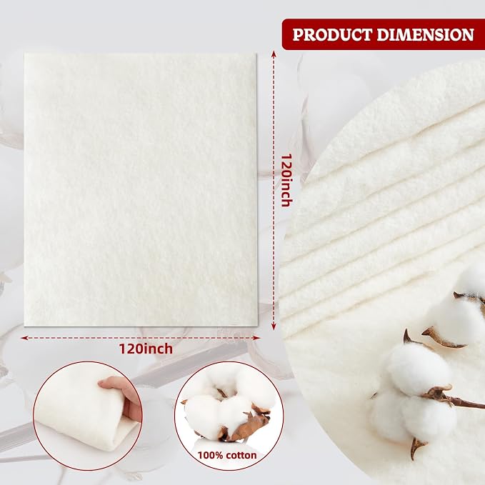 RRKTP Cotton Batting for Quilting，200 g/m² Lightweight Quilt Batting California - Image 2
