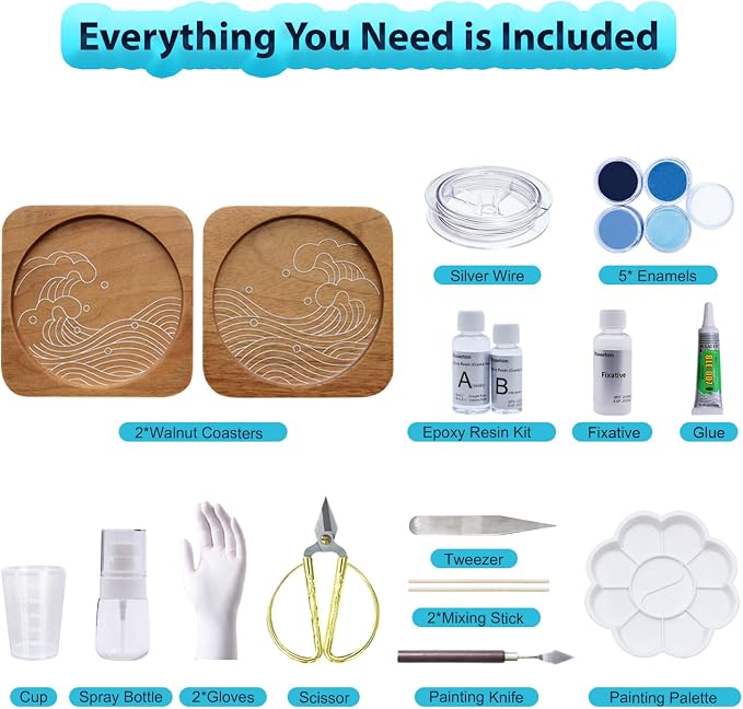 Wooden Coasters Craft Kits – Filigree Enamels Painting DIY Coasters Art - Image 4
