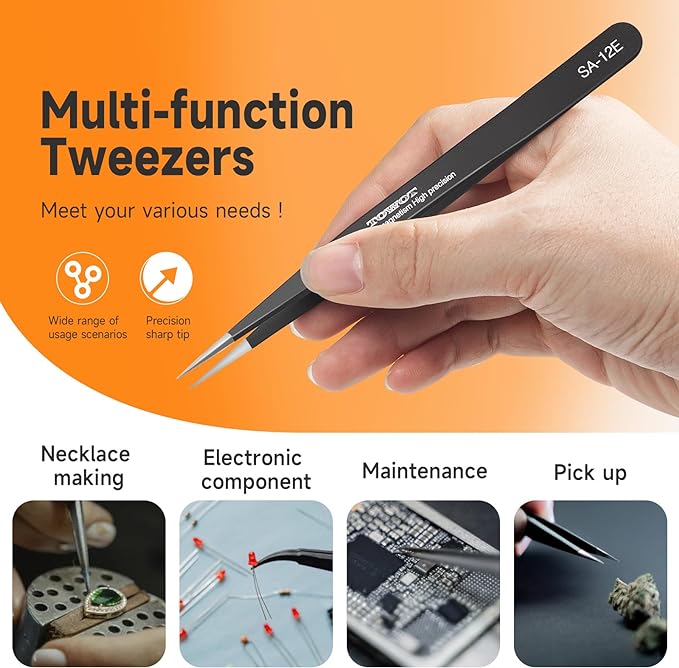 TOWOT 3 PCS Precision Tweezers Set, Premium Anti-static Stainless Steel - Image 6