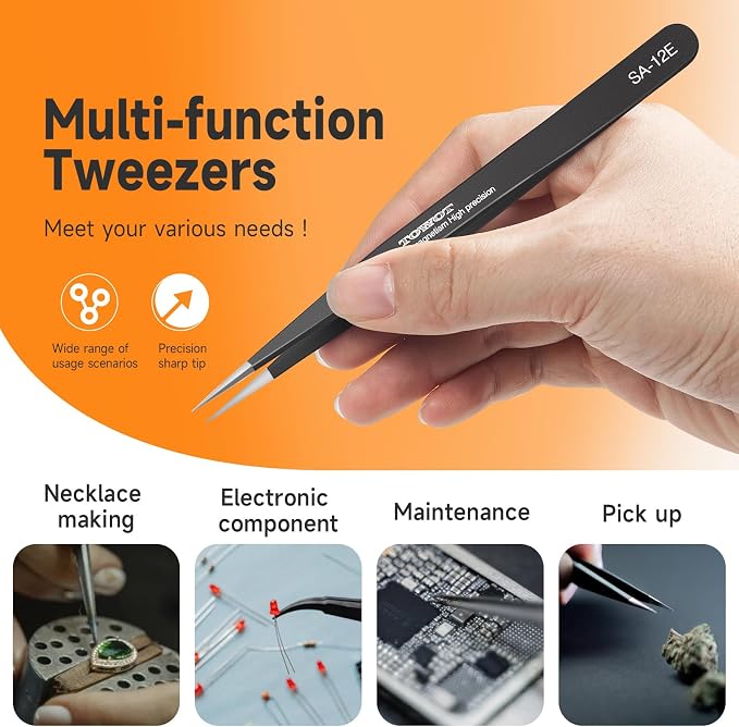 TOWOT 5 PCS Precision Tweezers Set, Premium Anti-static Stainless Steel - Image 6