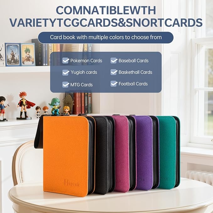4 Pocket Card Binder for 400 Cards, Premium PU Zipper Card Collection Album - Image 6
