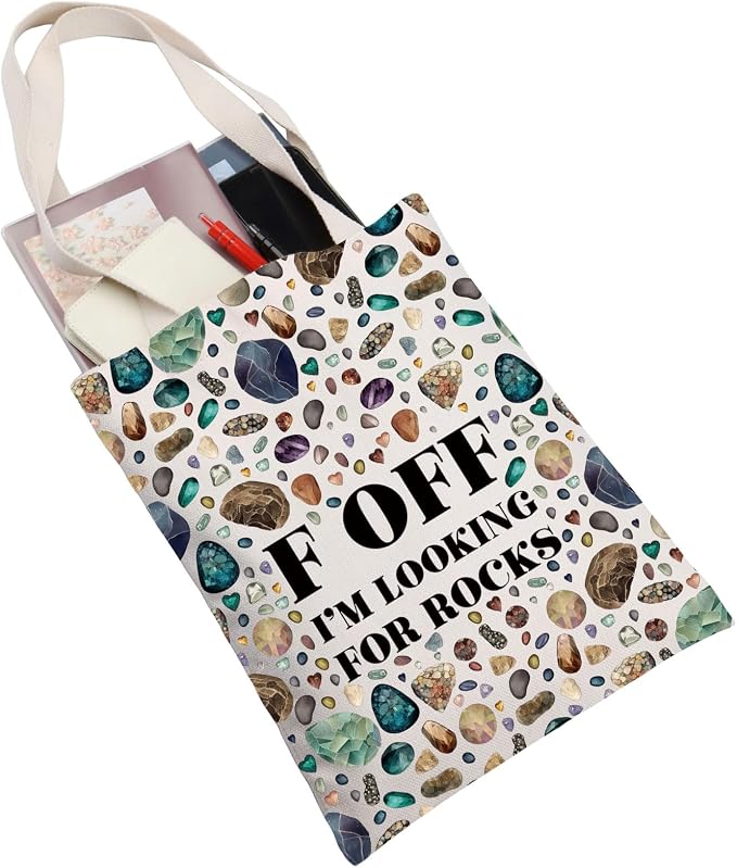 JNIAP Rock Collector Tote Bag Rock Lover Gift Geologist Gift F Off I'm Looking - Image 4