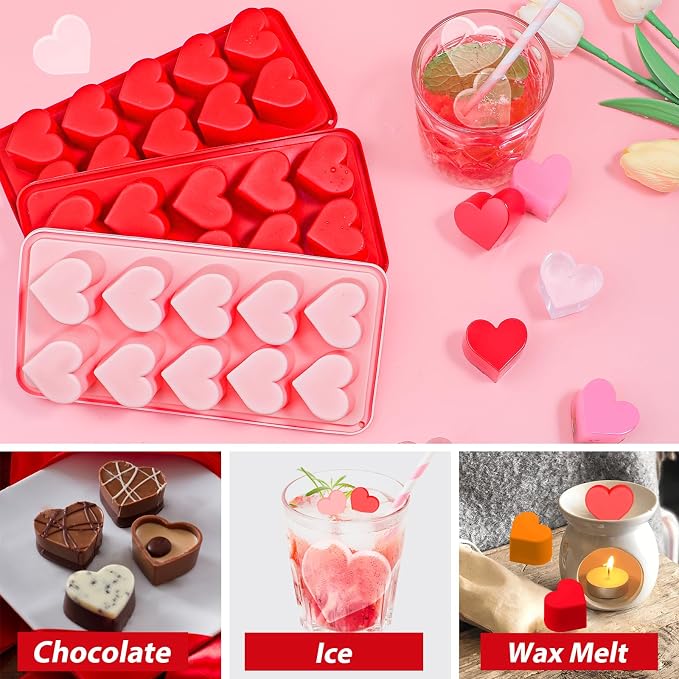 Webake Heart Ice Cube Molds, 10-Cavity Heart Shaped Silicone Molds - Image 2