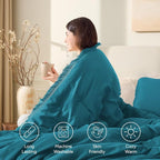 Andency Turquoise Comforter Set Queen, 3 Pieces Boho Teal Tassel Lightweight - Image 4
