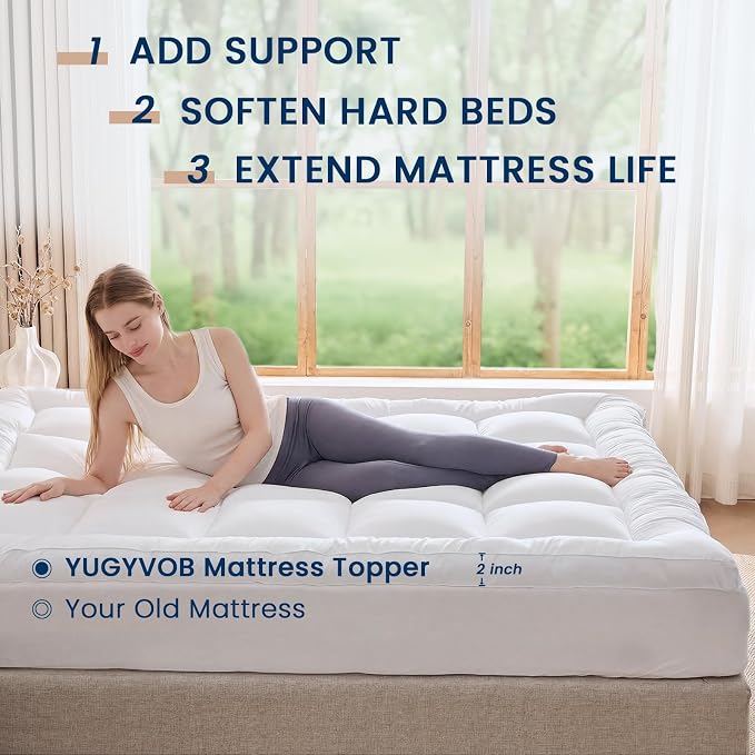 YUGYVOB Mattress Pad Extra Thick, and Breathable King Mattress Topper 8-21" - Image 6