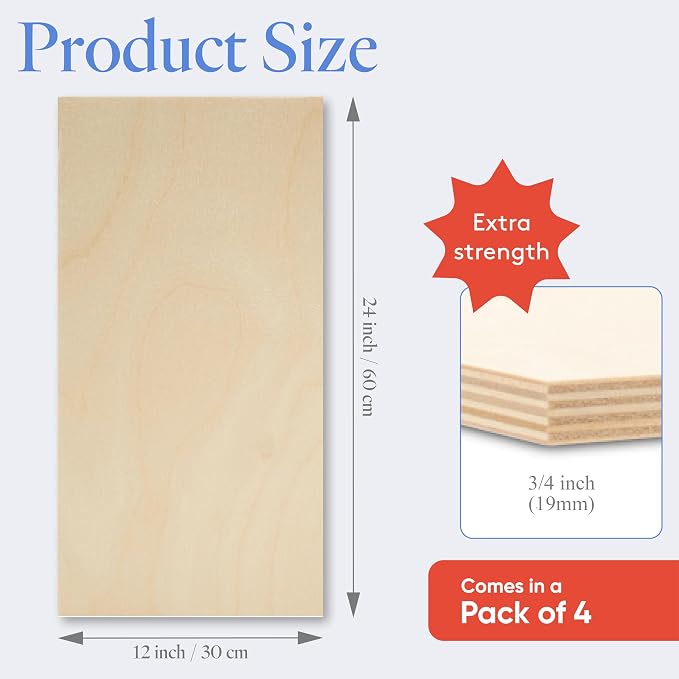 Baltic Birch Plywood 12 x 24 x 3/4 Inch - 18 mm Craft Wood - Image 2