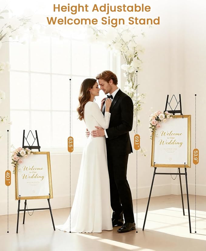53.9" Black Easel Stand for Sign, Heavy Duty Metal Display Easel - Image 2