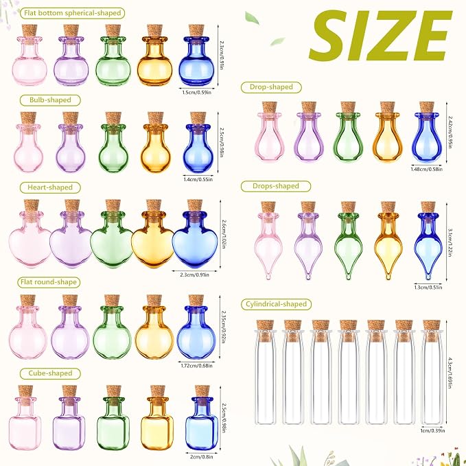 Geiserailie 80 Pieces Tiny Glass Bottles Spell Jars - Image 3