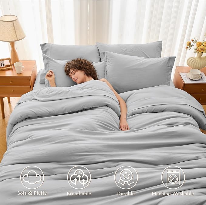MUXHOMO 7 Pieces Full Comforter Set, Soft Bed in a Bag Full Size, All Season - Image 2
