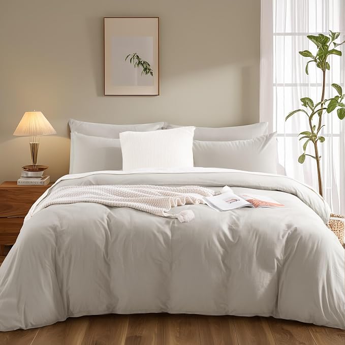 NEXHOME PRO Duvet Cover Twin Size, 100% Washed Cotton Orgnic Linen Like - Image 2