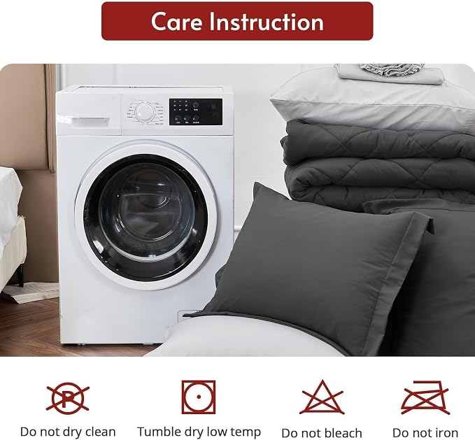 MUXHOMO 7 Pieces King Comforter Set, Reversible Bed in a Bag King Size - Image 9