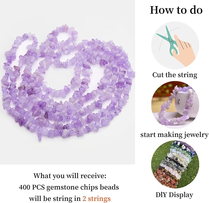 400pcs Natural Chip Stone Beads - Image 8