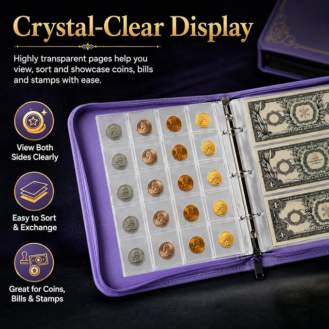 Coin Collection Book Holder for Collectors, 200 Pockets Collecting Album& 30 - Image 9