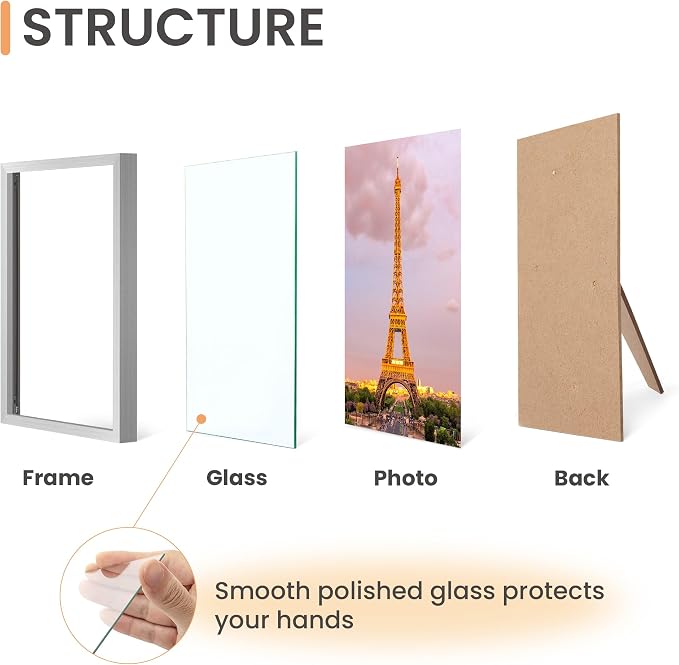 upsimples 5x7 Picture Frame Set of 3, Made of High Definition Glass - Image 3