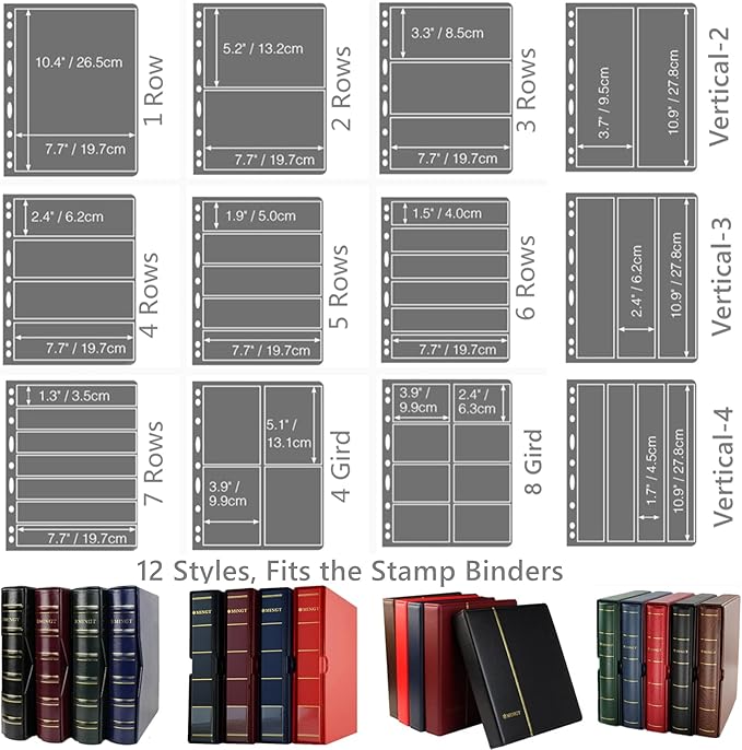MUDOR Stamp Pages for Stamp Collection Album Binder Book, 10 Sheet 4 Grids | - Image 4