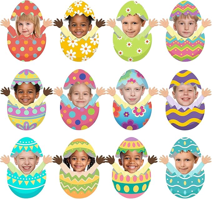 Gersoniel 72 Pcs Kid Easter Egg Face Decor, Easter Bulletin Board Cutout | by Gersoniel