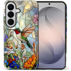 for Samsung Galaxy S26 Case, Hummingbird Wildflower Stained Glass Pattern by Teonvpu