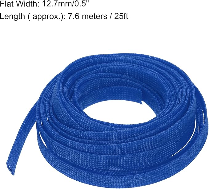 uxcell PET Expandable Sleeving 25ft 1/2" Blue Cable Management Sleeve Cord - Image 3