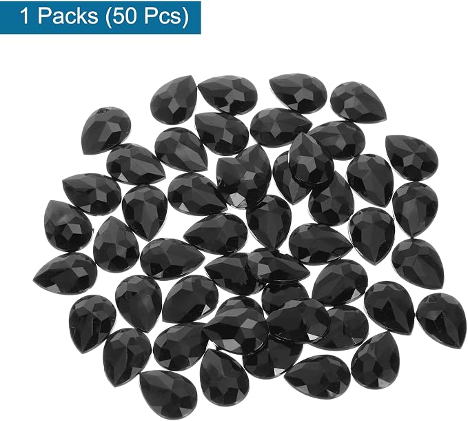 MECCANIXITY 50PCS Flat Back Acrylic Teardrop Gems 13x18mm Artificial Rhinestones - Image 3