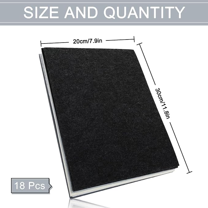 Whaline 18Pcs Black Gray White Felt Fabric Sheets Assorted Soft Thick Craft - Image 2