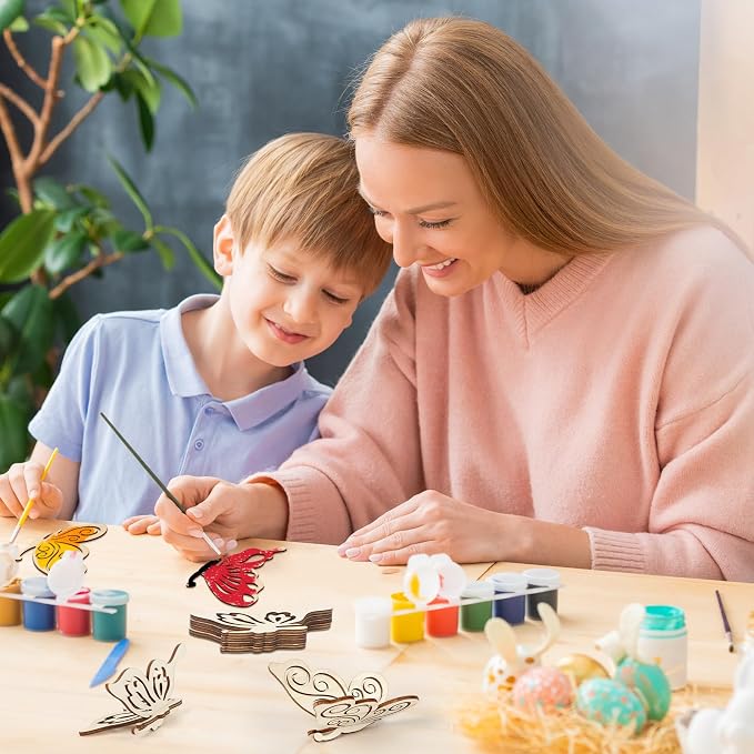COCHIE DIY 3D Spring Butterfly Wood Crafts to Paint, Paintable Unfinished - Image 4